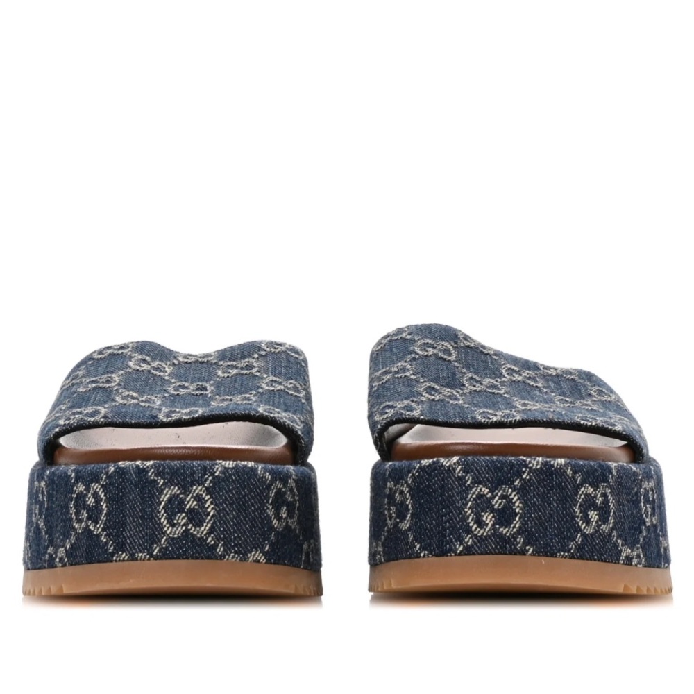 Gucci Denim Logo Slide Sandals. Size 8 - Picture 3 of 7